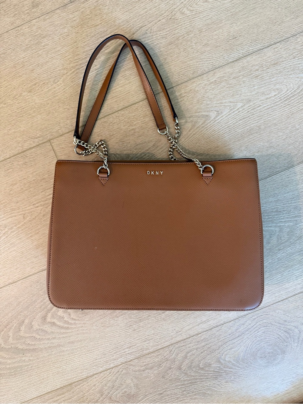 DKNY Brown Leather Chain Strap Shoulder Bag